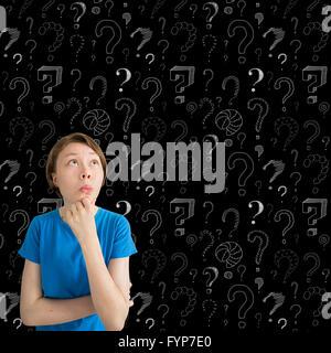 teenager and questions doodles background Stock Photo