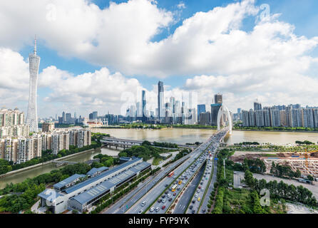 bridge across a river in guangzhou Stock Photo