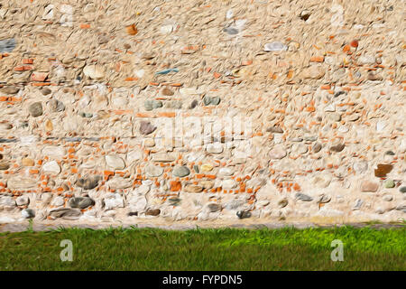 italy  and cracked  step   brick in    old wall texture material the background Stock Photo