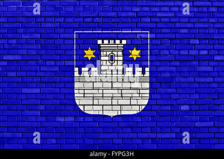flag of Cakovec painted on brick wall Stock Photo