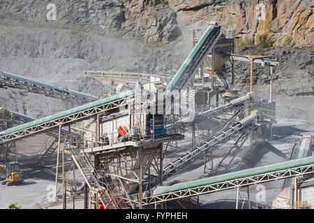 Stone aggregates being mined at Haughmond Quarry, near Shrewsbury, Shropshire, UK. Stock Photo