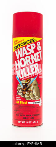 Winneconne, WI - 20 April 2015:  Spray can of Enforcer wasp and hornet killer. Stock Photo