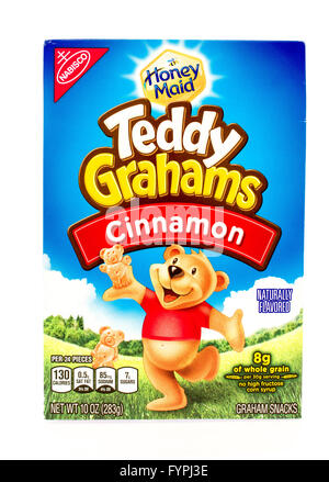 Winneconne, WI - 29 August 2015: Box of Teddy Grahams in cinnamon flavor Stock Photo