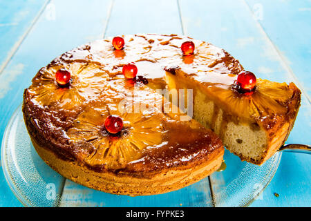 Upside down pineapple cake Stock Photo