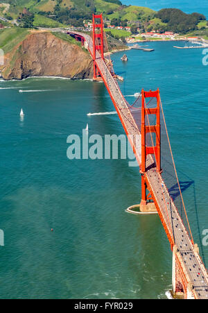 Aerial view, Golden Gate Bridge, San Francisco, San Francisco Bay Area, California, USA Stock Photo