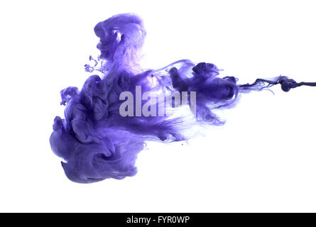 Purple acrylic paint in water. Stock Photo