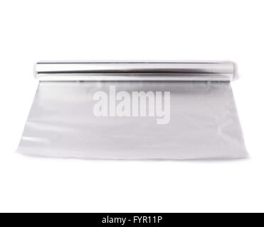 Roll of aluminium foil paper over isolated white background Stock Photo