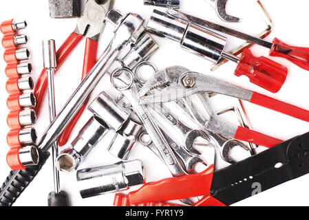 Set of tools over white isolated background Stock Photo