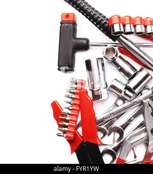 Set of tools over white isolated background Stock Photo