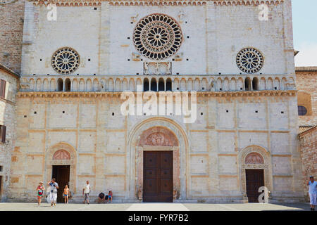 Facade of Romanesque Cattedrale Di Assisi Umbria Italy Europe Stock Photo