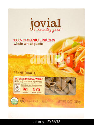 Winneconne, WI - 19 Nov 2015:  Box of Jovial 100% organci whole wheat pasta Stock Photo