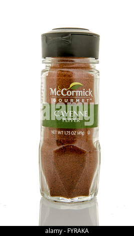 Winneconne, WI - 26 Feb 2016: Bottle of McCormick gourmet cayenne pepper Stock Photo