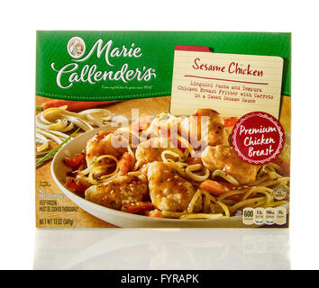 Winneconne, WI - 7 Feb 2016:  Box of Marie Callender's meal in sesame chicken flavor. Stock Photo