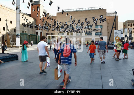 Plaça dels Ángels, in front of MACBA, Contemporary Art Museum Barcelona. Barcelona, Catalonia, Spain, Europe