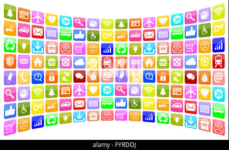 Application Apps App Icon Icons Sammlung für Handy oder Smartphone Stock Photo