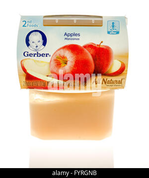 Winneconne, WI - 19 Nov 2015:  Package of Gerber apple all natural baby food Stock Photo