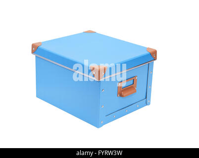 Closed blue cardboard box isolated on white with clipping path Stock Photo