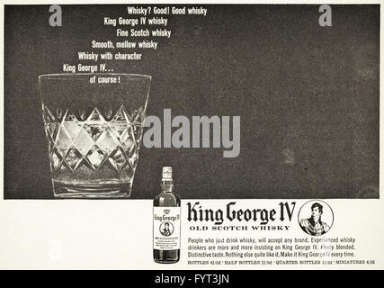 Original old vintage 1960s magazine advert dated 1962. Advertisment advertising King George IV Old Scotch Whisky