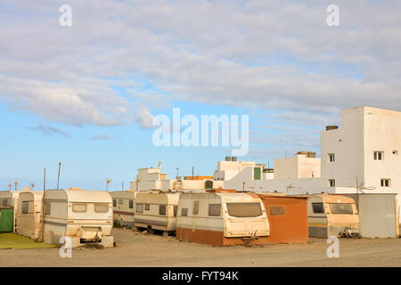 Caravan Park In Summer With Caravans Among The Hills And Trees Of