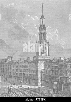 CHEAPSIDE: Bow church, Cheapside, in about 1750. London, antique print c1880 Stock Photo