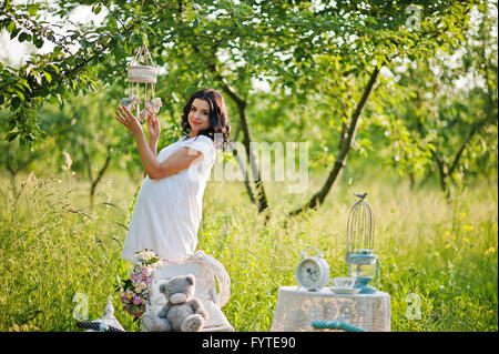 pregnant gorgeous brunette woman Stock Photo