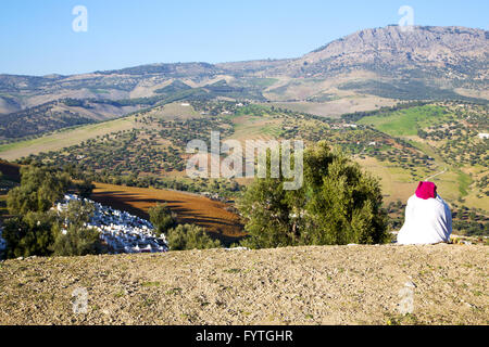 from high in the village woman Stock Photo