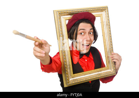 Funny artist isolated on white Stock Photo