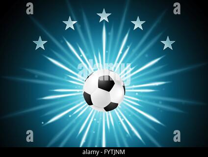 Abstract soccer background with ball and stars Stock Photo