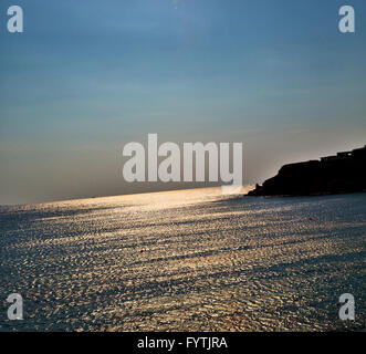 sun foam and froth in the sea of mediterranean greece Stock Photo