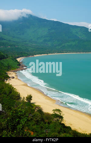 Beautiful landscape, Lang Co beach from Hai Van mountain pass, wonderful shape of nature, green jungle, Hue eco travel, Vietnam Stock Photo