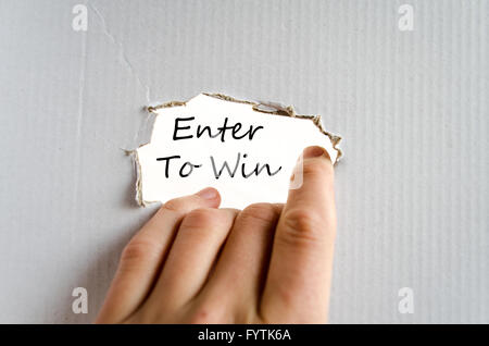 Enter to win text concept Stock Photo