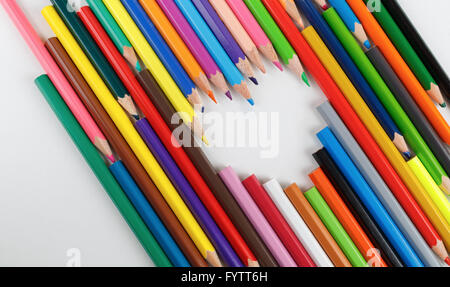 Pencils in heart shape Stock Photo