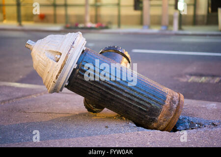 A damaged fire hydrant on Madison Avenue in New York on Thursday, April 21, 2016.  (© Richard B. Levine) Stock Photo