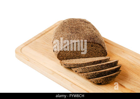 Black homemade bread, isolated on white Stock Photo