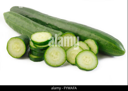 fresh japanese cucumber on white background Stock Photo
