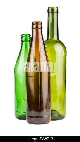 Green and brown empty bottles Stock Photo