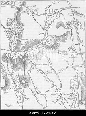 HORNSEY: Map of Hornsey and neighbourhood in 1819. London, c1880 Stock Photo