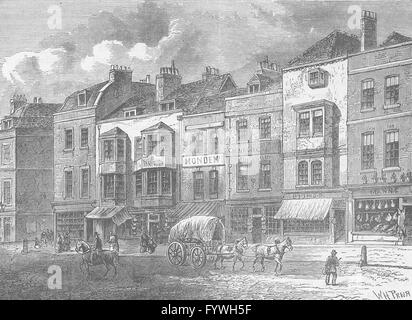 SOUTHWARK: The borough, High Street, in 1825. London, antique print c1880 Stock Photo