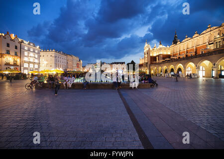 Poland, city of Krakow, Old Town Market Square at night, historic centre, UNESCO World Heritage site Stock Photo