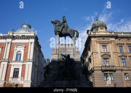 Poland, city of Krakow, Grunwald Monument, Grunwaldzki, equestrian statue of Władysław II Jagiełło Stock Photo