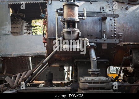 fragment of old steam locomotive Stock Photo