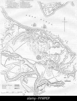 VIRGINIA: Plan of Yorktown, c1880 antique map Stock Photo