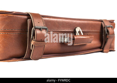 Brown Leather Suitcase Stock Photo