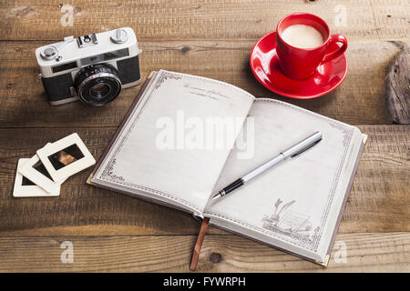 Morning Coffee and Pictures Stock Photo