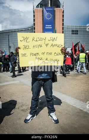 Brussels, Bxl, Belgium. 28th Apr, 2016. Biafrans hold the protest at the European Union quarter in Brussels, Belgium on 28.04.2016 Protestors demand independence for Biafra which is the part of Nigeria. Biafra was an independent country from 1967 to 1970. Now there is strong secessionist movement. by Wiktor Dabkowski © Wiktor Dabkowski/ZUMA Wire/Alamy Live News Stock Photo