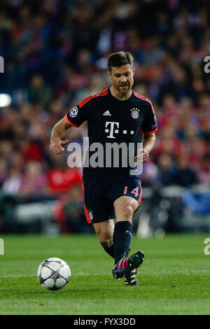 Madrid, Spain. 27th Apr, 2016. Xabi Alonso (14) Bayern Munich. UEFA Champions League Champions League between Atletico Madrid and Bayern Munich at the Vicente Calderon stadium in Madrid, Spain, April 27, 2016 . © Action Plus Sports/Alamy Live News Stock Photo