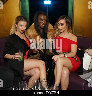 London, UK. 28th April, 2016. : Megan Rees, Naomi Hedman, Lauren Goodman attend the BMA Models Ltd host it aunnal anniversary party at Juju Chelsea in London. Credit:  See Li/Alamy Live News Stock Photo