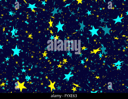 many flying stars on blue background Stock Photo