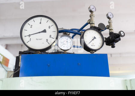 Pressure indicators in a lab Stock Photo