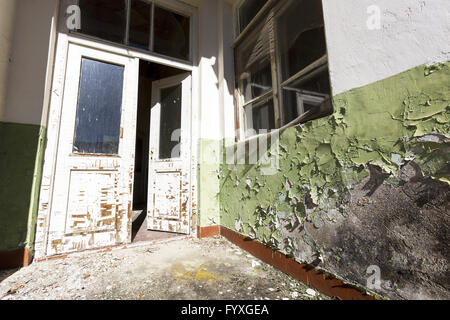 Door of an abandoned school Stock Photo